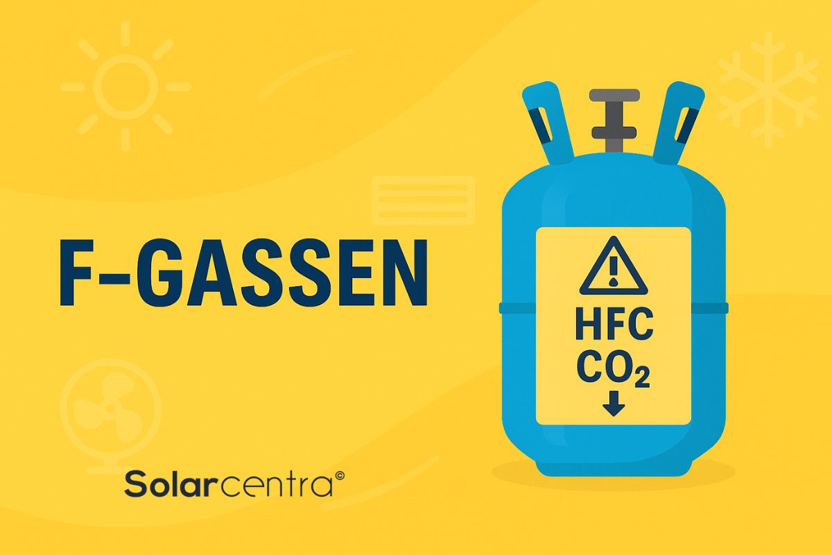Een afbeelding van een gastank waar "HFC CO2" op staat met de tekst "F-gassen" ernaast